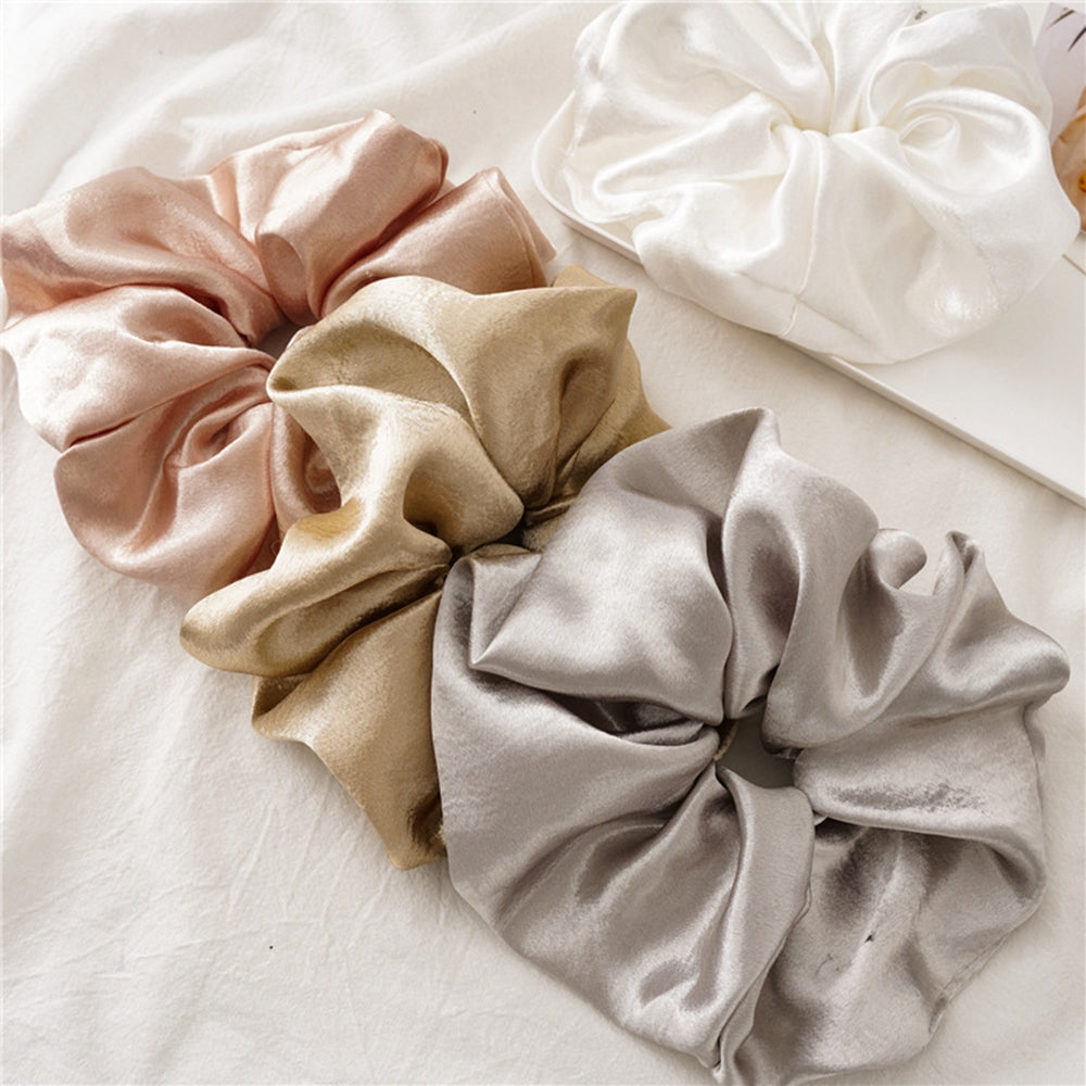 Ivory Oversized Satin Silk Scrunchie